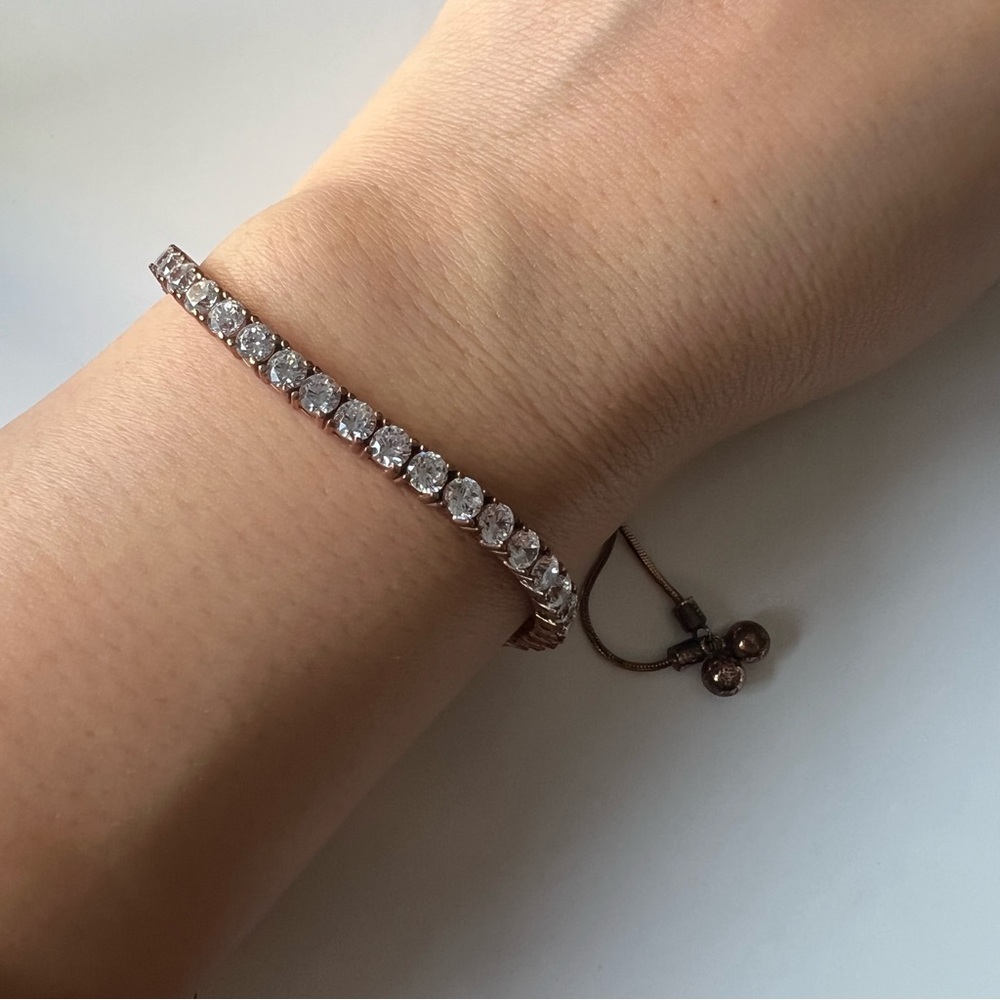 Diamonique adjustable tennis bracelet - Picture 6 of 9